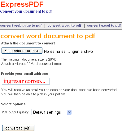 Convertir DOC a PDF, ExpressPDF