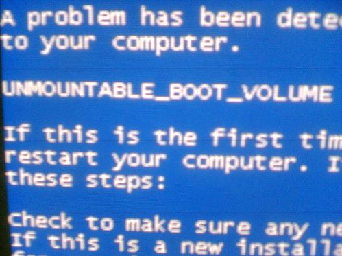 unmountable boot volume xp