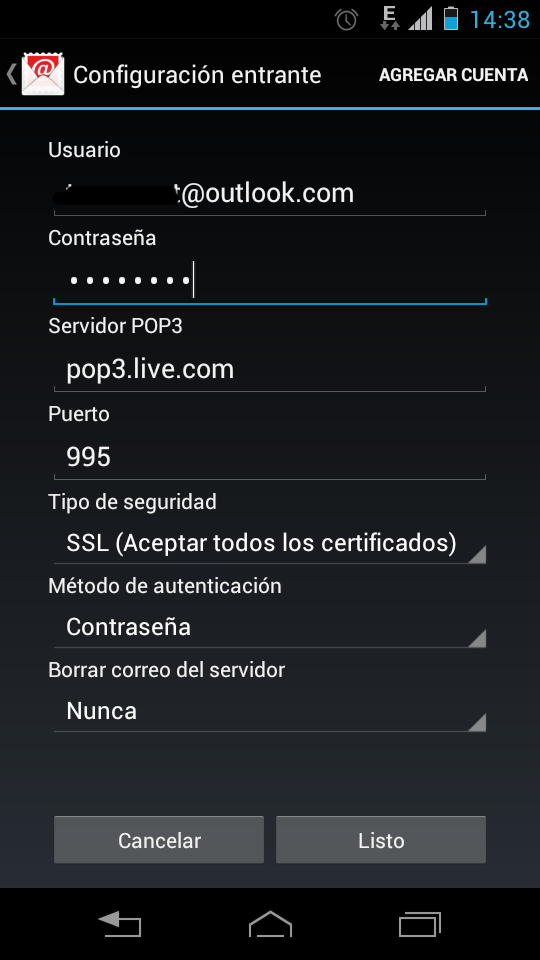 pop3 outlook android