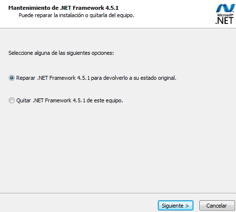 Reparar .NET Framework