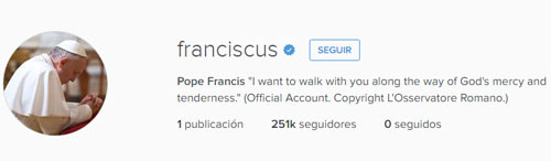 papa francisco instagram oficial